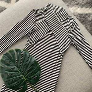 Black and white striped cross chest dress